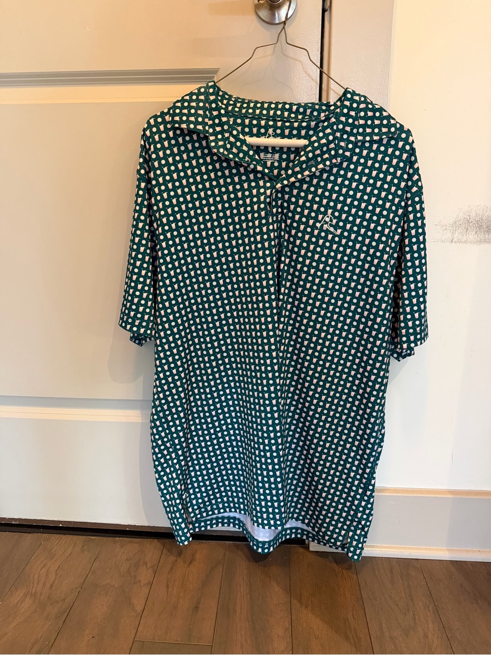 Rhoback Teal and White Patterned Polo